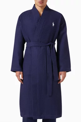 Buy Polo Ralph Lauren Blue Sleep Robe in Waffle Cotton For Men Online Ounass Saudi