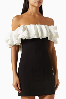 black mini dress bows Manetica Black Bow Mini Dress with Diamond Straps M