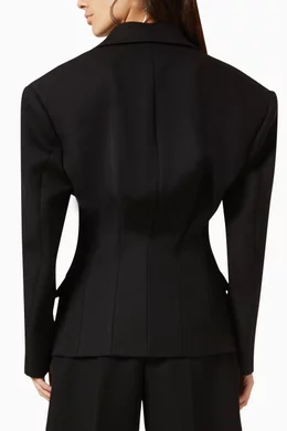 Buy The Attico Black Structured-shoulders Tailored Blazer in Wool