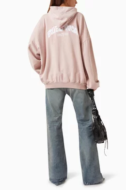 Buy Balenciaga Pink Back Flip Round Zip-Up Oversized Hoodie in