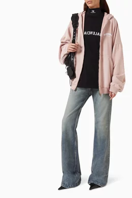 Buy Balenciaga Pink Back Flip Round Zip-Up Oversized Hoodie in