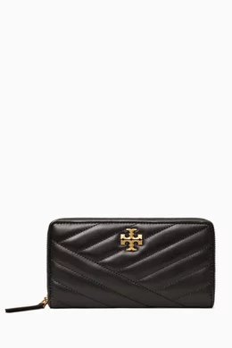 Buy Tory Burch Black Kira Chevron Zip Continental Wallet in