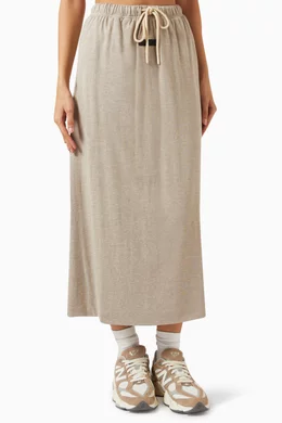 Buy Fear of God Essentials Grey Drawstring Midi Skirt in Jersey For Women Online Ounass Saudi