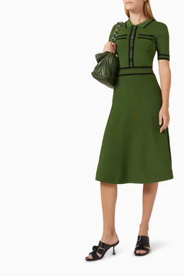 karl lagerfeld green dress Karl Lagerfeld Women's Stripe Sleeveless Cotton Blend Midi Shirtdress - Green main image 1