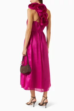 Buy Aje Purple Quintessa Flower Midi Dress in Linen For Women Online |  Ounass Saudi