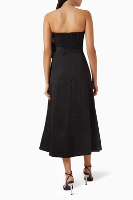 Buy Aje Black Energy Midi Dress in Linen For Women Online | Ounass Saudi
