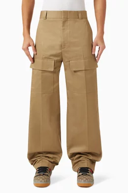 Buy Gucci Brown Wide Leg Cargo Pants in Cotton For Men Online