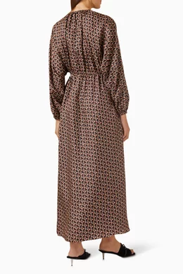 Buy Gucci Brown Interlocking G Chain print Maxi Dress in Silk For Women Online Ounass Saudi