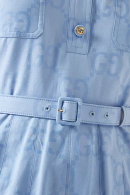 【関税＆送料込み】Gucci Gg Cotton Midi Dress Cotton poplin midi dress in light blue | GUCCI® CA