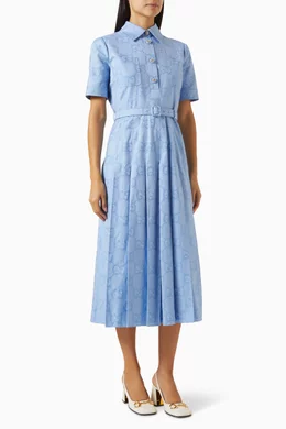 Buy Gucci Blue GG Midi Dress in Cotton poplin For Women Online Ounass Saudi