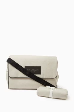 Buy Balmain Neutral Changing Bag in Linen Blend For Baby Boys Online Ounass Saudi