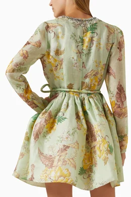 Buy Zimmermann Green Matchmaker Tulip Mini Dress in Silk
