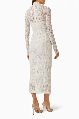 knee length dresses for ladies White French Cut Lace Bronze Dress main image 0
