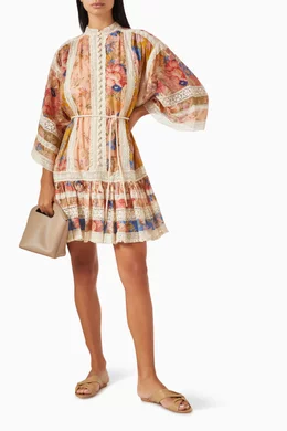 white christmas dresses Off White Cotton Lace Trim Skater Mini Dress M / Off White main image 1