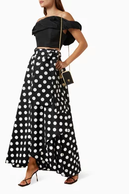 ワンピース PINKO Women Mid Skirts 105021A2GSZ99 Black Buy PINKO Black Polka-dot Maxi Skirt in Satin For Women