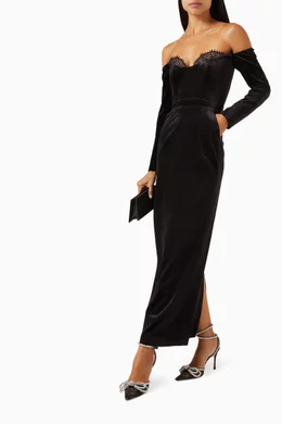 Buy The New Arrivals by Ilkyaz Ozel Black Farah Bustier Maxi Dress