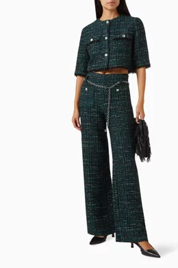 Buy Maje Green Wide-leg Pants in Tweed For Women Online