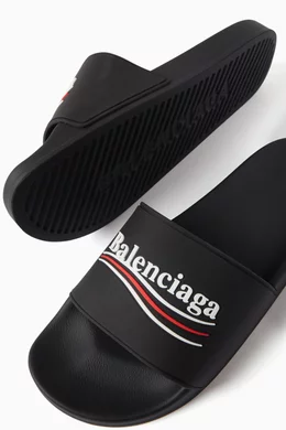 サンダル・ミュール BALENCIAGA POLITICAL CAMPAIGN POOL SLIDES Balenciaga Balenciaga Political Campaign Pool Slides