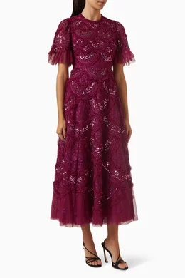 fitted lace wedding dress Purple Tulle On Velvet Ball Gown Needle & Thread Embroidered Exclusive