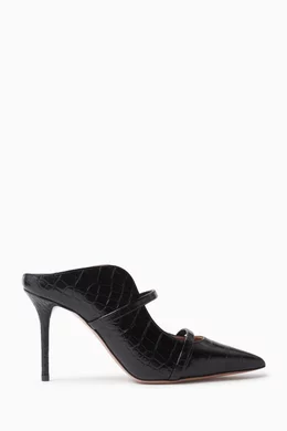 Buy Malone Souliers Black Maureen 85 Mules in Croc embossed Leather For Women Online Ounass Saudi