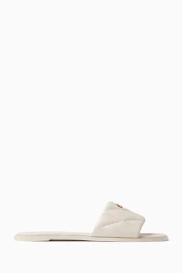 Buy Coach White Holly Quilted Slide Sandals in Leather For Women