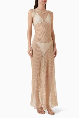 slim fit dress slacks Emmy Gold Sequin Stripe Midi Dress by Rixo London main image 0