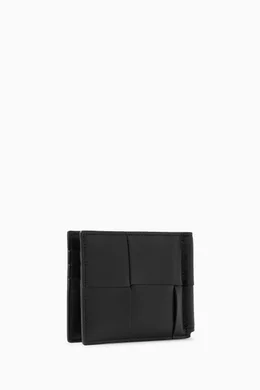 Buy Bottega Veneta Black Cassette Bill Clip Wallet in Intreccio