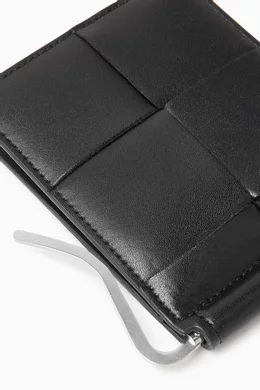 Buy Bottega Veneta Black Cassette Bill Clip Wallet in Intreccio