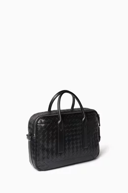 Buy Bottega Veneta Black Large Getaway Briefcase in Intrecciato