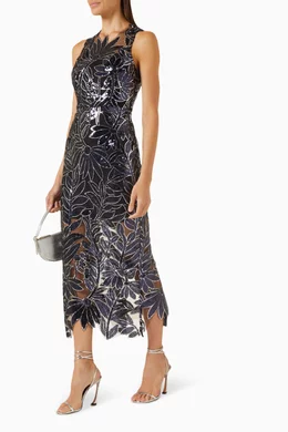 Buy Milly Blue Kinsley Floral Garden Midi Dress in Sequin For Women Online  | Ounass Saudi