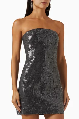 Buy Rotate Birger Christensen Black Sequin-embellished Mini Dress in  Cotton-twill For Women Online | Ounass Saudi