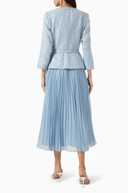 Buy Self-Portrait Blue Sequin Tailored Midi Dress in Boucle For Women  Online | Ounass Saudi