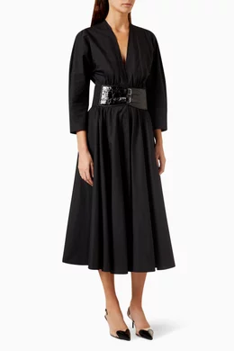 ワンピース ALAIA JAPANESE POPLIN SLEEVELESS DRESS ALAÏA BELTED MIDI JAPANESE POPLIN DRESS | ALAÏA BG