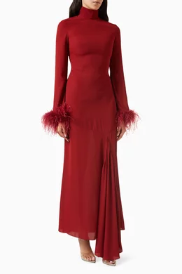 de la vali burgundy dress De La Vali Austere Maxi Dress In Maroon Lace – Taite Ro main image 0