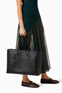 Buy Alaïa Black Mina 44 Tote Bag in Vienne Calfskin For