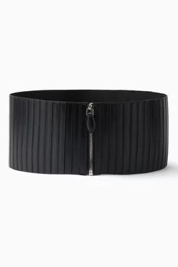 ALAÏA ベルト STRIPES CORSET NOIR 70 Buy Alaïa Black Stripes Corset Belt in Leather & Stretch Fabric