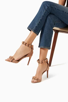 Buy Alaia Neutral La Bombe 90 Sandals in Suede For Women Online Ounass Saudi