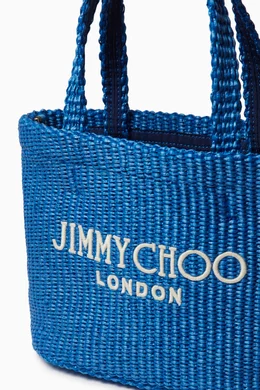 Buy Jimmy Choo Blue Mini Beach Tote Bag in Raffia For Women Online