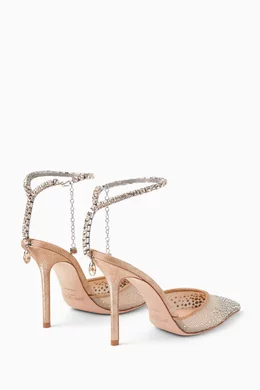上品さと華やかさ【Jimmy Choo】サイ―ダ100 チェーン付き *洗練 クリスタルチェーン付き Platinum Ice ダスティグリッター
