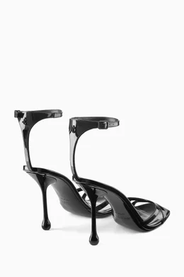 Buy Jimmy Choo Black Ixia 95 Sandals in Patent Leather For Women