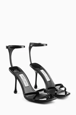 Buy Jimmy Choo Black Ixia 95 Sandals in Patent Leather For Women