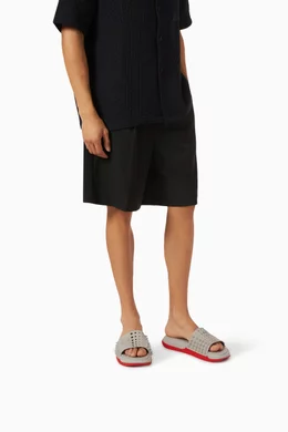 Buy Christian Louboutin Grey Take It Easy Slides in Rubber  display picture 1
