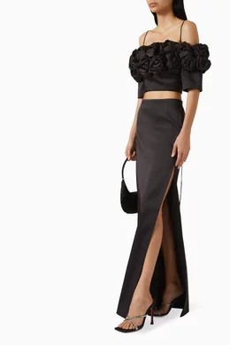 Long black skirt with 2 slits sale