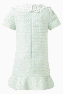 self portrait green tweed dress Sequined boucl minidress in green - Self Portrait