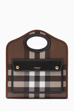 Buy Burberry Brown Mini Pocket Bag in Canvas & Leather For
