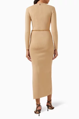 Buy Michael Kors Brown Belted Midi Dress in Wool-blend For Women