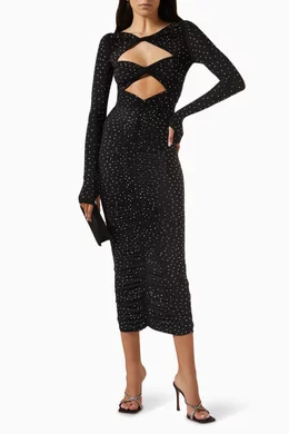 Buy Alex Perry Black Ruched Cut-out Dress in Crystal Jersey For Women  Online | Ounass Saudi