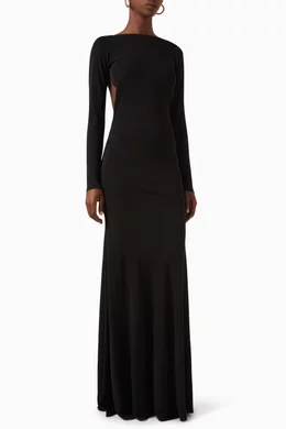 Buy Alex Perry Black Long-sleeve Open Back Gown in Viscose Jersey For Women  Online | Ounass Saudi