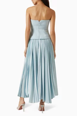 white and blue bridesmaid dress Wedtrend Women A-Line Bridesmaid Dress with Slit Square Neck White Blue  Flower Long Wedding Guest Dress – WEDTREND
