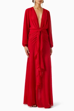long sleeve prom dress with slits Two Piece Long Sleeves Lace Prom Dress Party Dress with Slit PG446 US10 / Custom Color